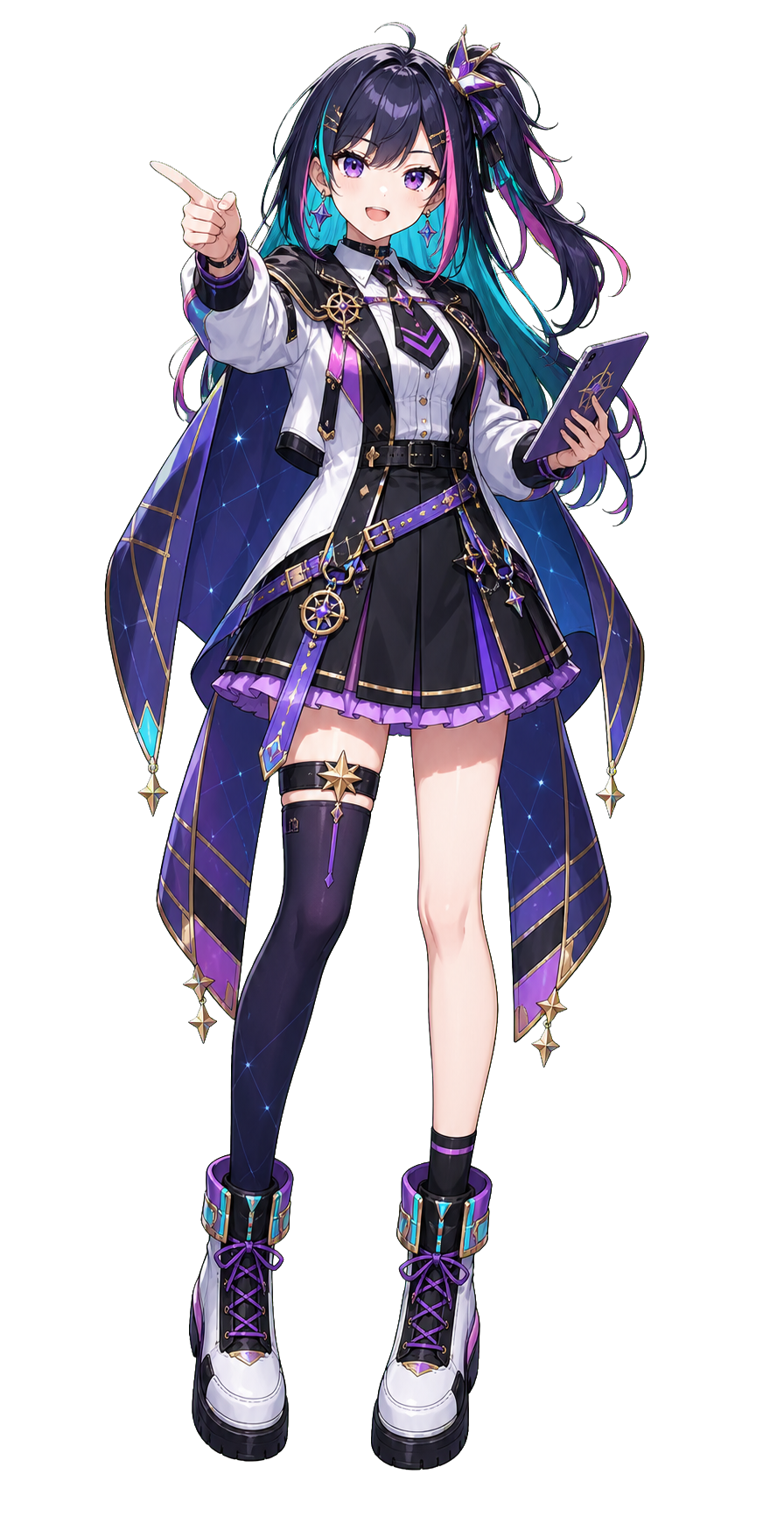RankTuberの発見ナビゲーター、黒髪とネオンカラーが特徴のオリジナルVTuberマスコット